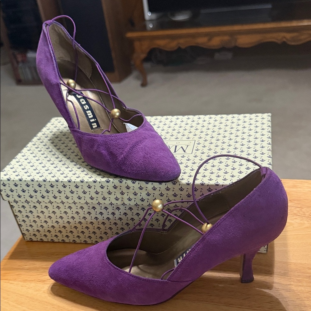 Elegant suede Purple Women's Heels